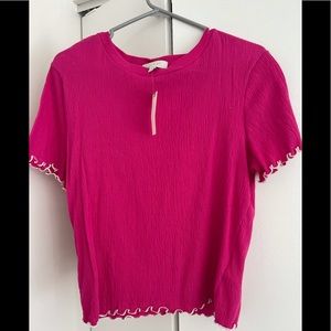 Pink ruffle top